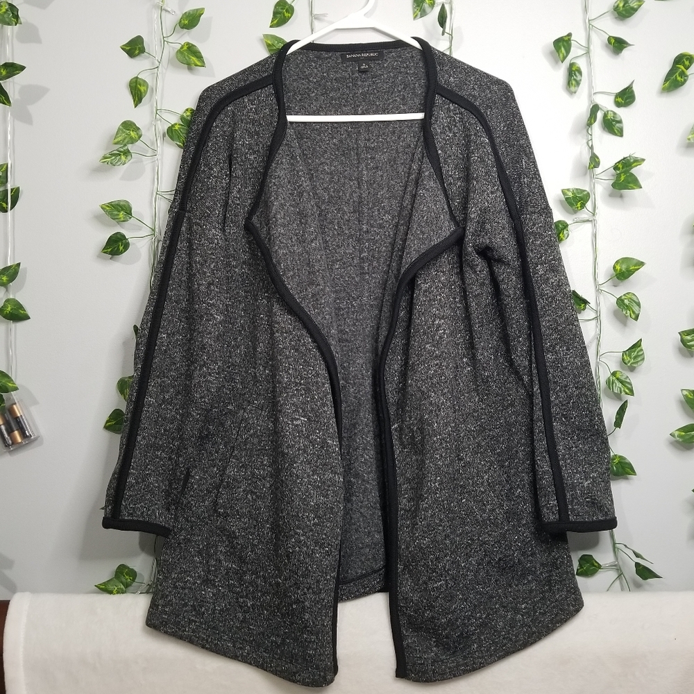 Banana Republic Open Front Small Polyester Charcoal Grey w/Pockets Cardi…